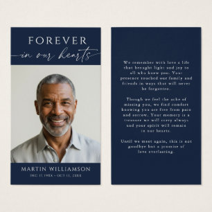 Minimal Forever Hearts Photo Funeral Prayer Card