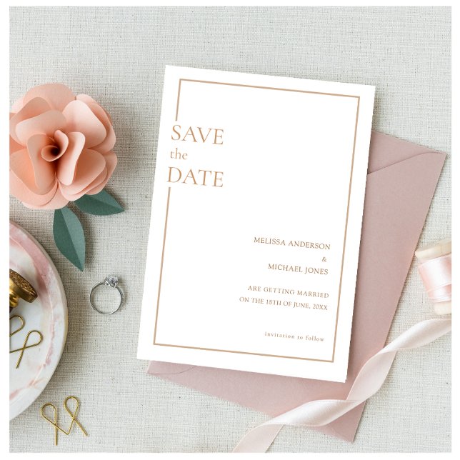 Minimal Formal Gold Frame Wedding Save The Date (Creator Uploaded)