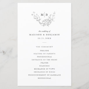 Minimal Formal Monogram Wedding Program