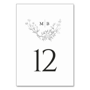 Minimal Formal Monogram Wedding Table Number