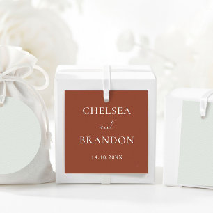 Minimal Formal Script Rustic Terracotta Wedding Favour Tags