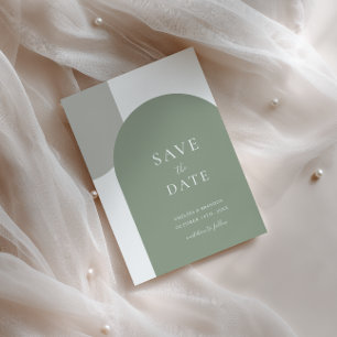 Minimal Formal Script Sage Green Arch Boho Wedding Save The Date