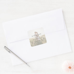 Minimal Formal Traditional Photo Classic Wedding Square Sticker