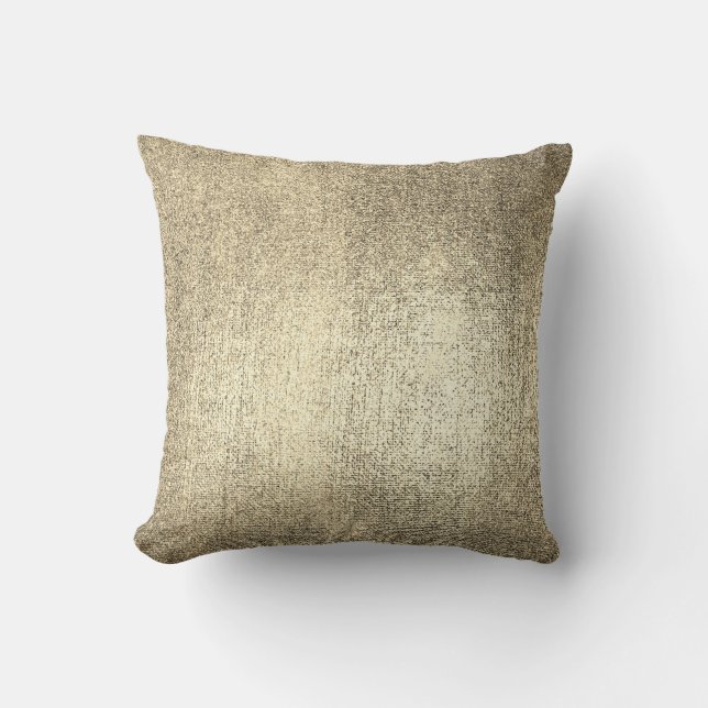 Minimal Foxier Gold Ivory Shiny Metallic Blush Throw Pillow (Front)