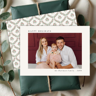 Minimal Front Elegant Berry Back Christmas Holiday Card