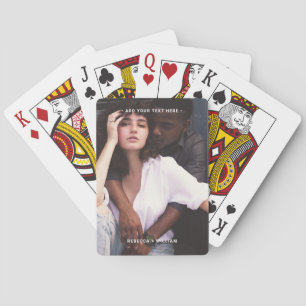 Minimal Full Vertical Photo Custom Text Playing Cards