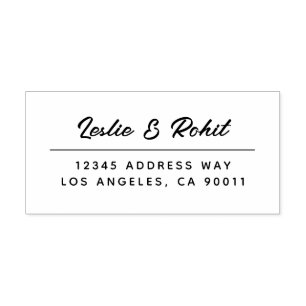 Minimal Fun Couple's Name and Address Wedding Self-inking Stamp