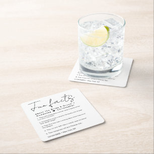 Minimal fun fact about bride groom Wedding Square Paper Coaster