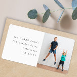 Minimal Fun Kids Photo Return Address Label<br><div class="desc">A stylish holiday photo address labels with classic typography in black on a clean simple white background. The photo and text can be easily customized for a personal touch. A simple, minimalist and contemporary christmas design to stand out this holiday season! The image shown is for illustration purposes only to...</div>