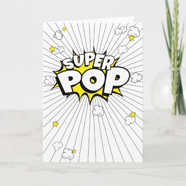 Minimal, Fun, SUPER POP! Popcorn Pun Blank Card (Front)