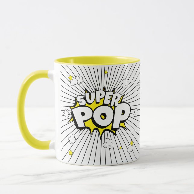 Minimal Fun SUPER POP! Popcorn Pun | Pop Art Mug (Left)