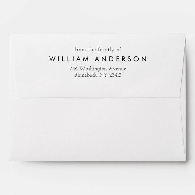 Minimal Funeral "from the family of" Memorial Envelope (Back (Top Flap))