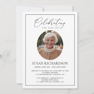 Minimal Funeral Memorial Invitation With Photo