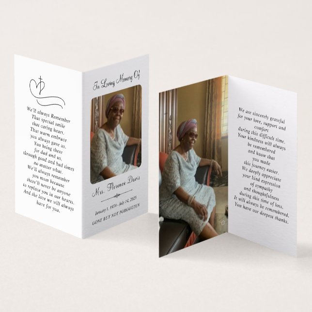 Minimal  Funeral Memorial Photo Folder Prayer Card (Inside and Outside)