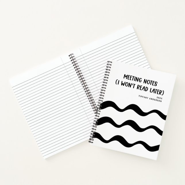 Minimal Funny Coworker Meetings Office Name Year Notebook (Inside)