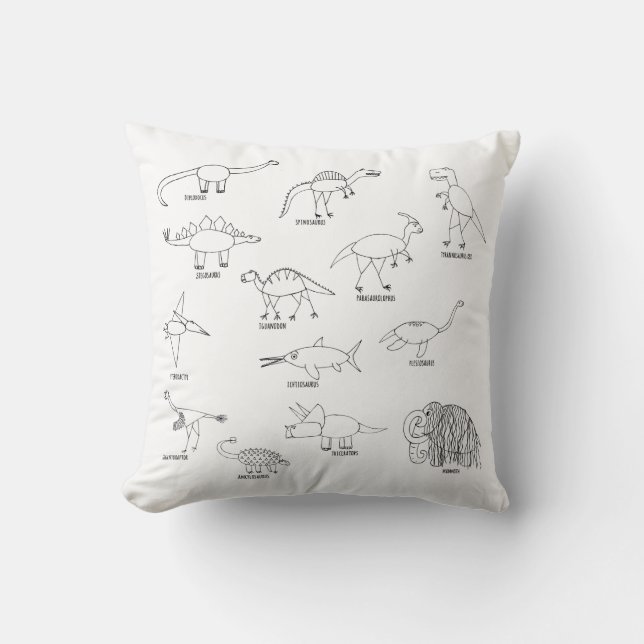 Minimal Funny Educational Dinosaur Dino Kids  Throw Pillow (Front)