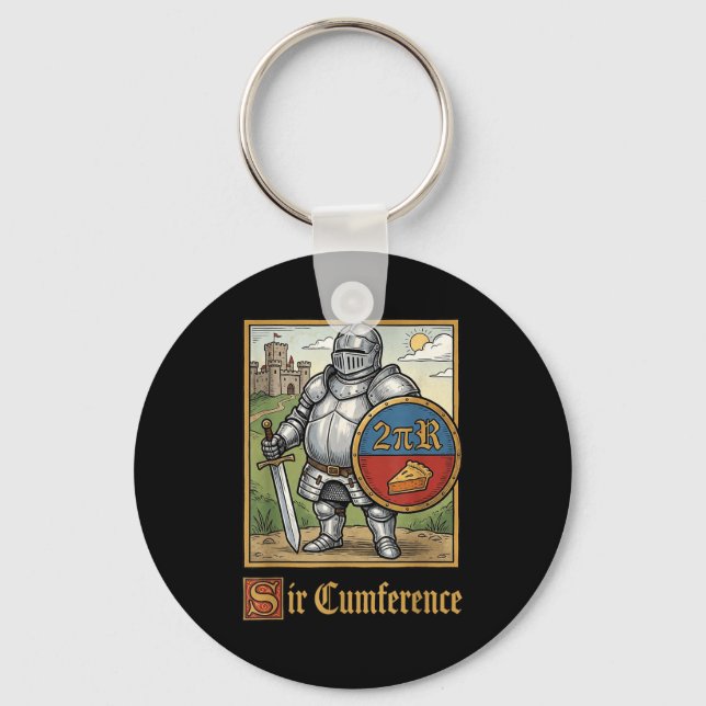Minimal Funny Sir Cumference Medieval Knight Keychain (Front)