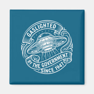 Minimal Funny Ufo Alien Gaslighted Government Magnet