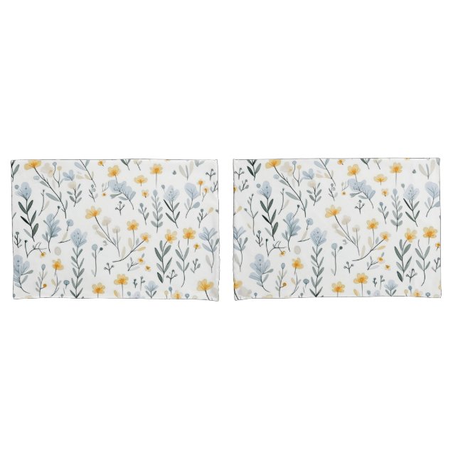 Minimal Gentle Colourful Garden Wildflowers Nurser Pillowcase (Front-Set)