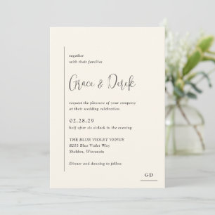 Minimal Geometric Cream Modern Wedding Invitation