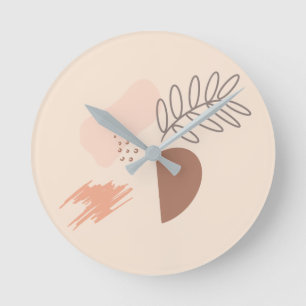 Minimal Geometric Earth Shape Botanical Monogram Round Clock