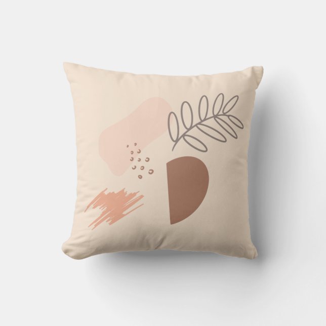 Minimal Geometric Earth Shape Botanical Throw Pillow (Front)