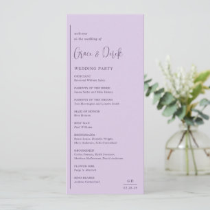 Minimal Geometric Lavender Modern Wedding Program