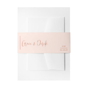 Minimal Geometric Peach Modern Wedding Invitation Belly Band