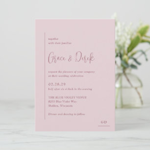Minimal Geometric Pink Modern Wedding Invitation