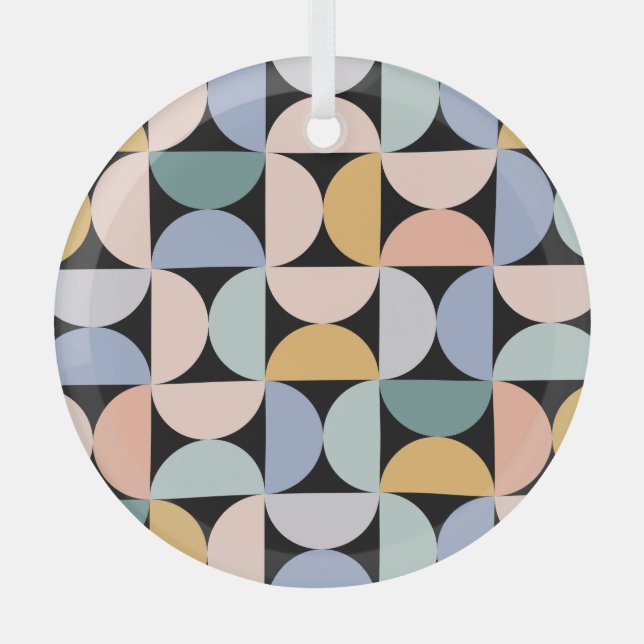 Minimal Geometry: Scandinavian Artwork Poster Glass Ornament (Front)