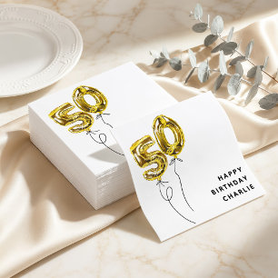 Minimal Gold 50 Balloon 50th Birthday Party Napkin
