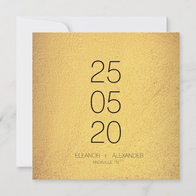 Minimal Gold and Black Simple No Photo  Save The Date (Front)