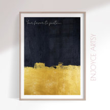 Minimal gold black abstract painting wall art 