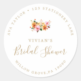 Minimal Gold Bridal Shower Return Address Sticker
