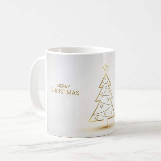 Minimal Gold Christmas Tree Mug (Front Left)