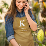 Minimal Gold Elegant Sophisticated Luxe Monogram Apron<br><div class="desc">A minimalist vertical design in an elegant style with a gold feature colour and large typographic initial monogram. The text can easily be customized for a design as unique as you are!</div>