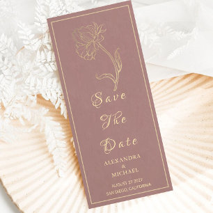Minimal Gold Flower Calligraphy Save The Date