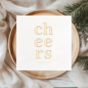 Minimal Gold Foil “Cheers” Cocktail  Napkins