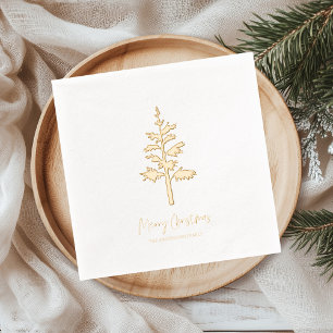 Minimal Gold Foil Christmas Tree Personalized Foil Napkins