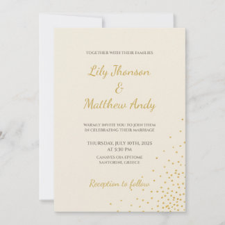 Minimal Gold Foil Dot Wedding Invitation