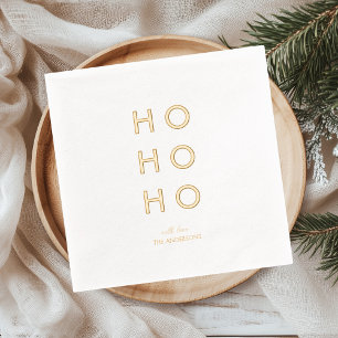 Minimal Gold Foil “HO HO HO” Christmas  Napkins