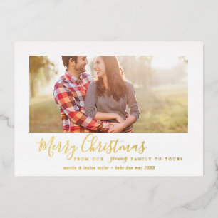 Minimal Gold Foil Merry Christmas Growing Family Holiday Card