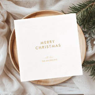 Minimal Gold Foil Merry Christmas Napkins