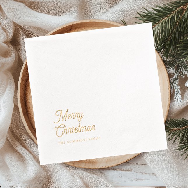 Minimal Gold Foil “Merry Christmas”  Napkins (Creator Uploaded)