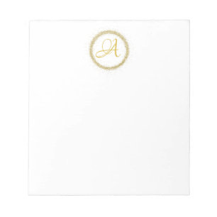 *~* Minimal Gold Glitter Monogram Initial Girly No Notepad