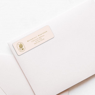 Minimal Gold Leaf Botanical Soft Pink Address