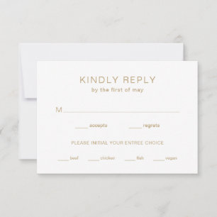 Minimal Gold Modern Wedding RSVP Card