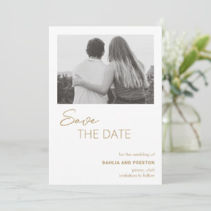 Minimal Gold Photo Modern Wedding Save The Date