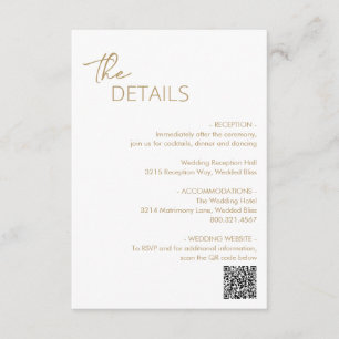 Minimal Gold QR Code Modern Wedding Enclosure Card