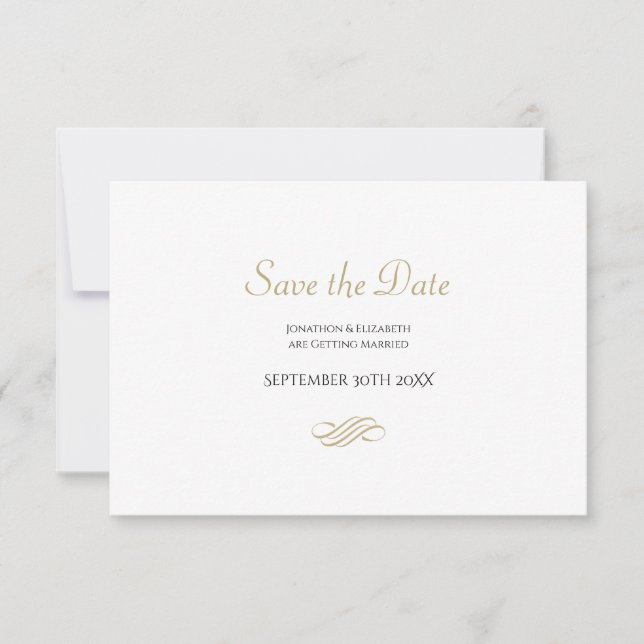 Minimal Gold Save the Date (Front)